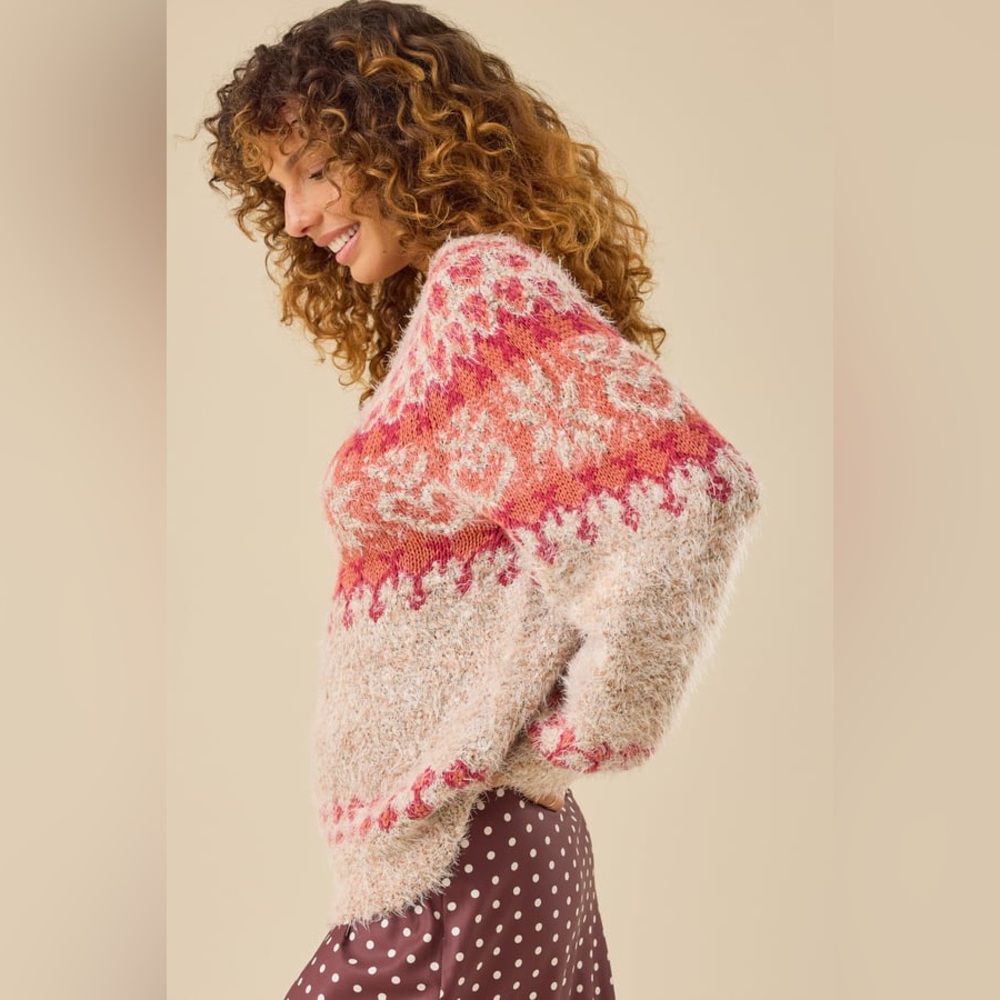 ✨NWT~Altar’d State Fuzzy Fair Isle Sweater✨ - Picture 4 of 9